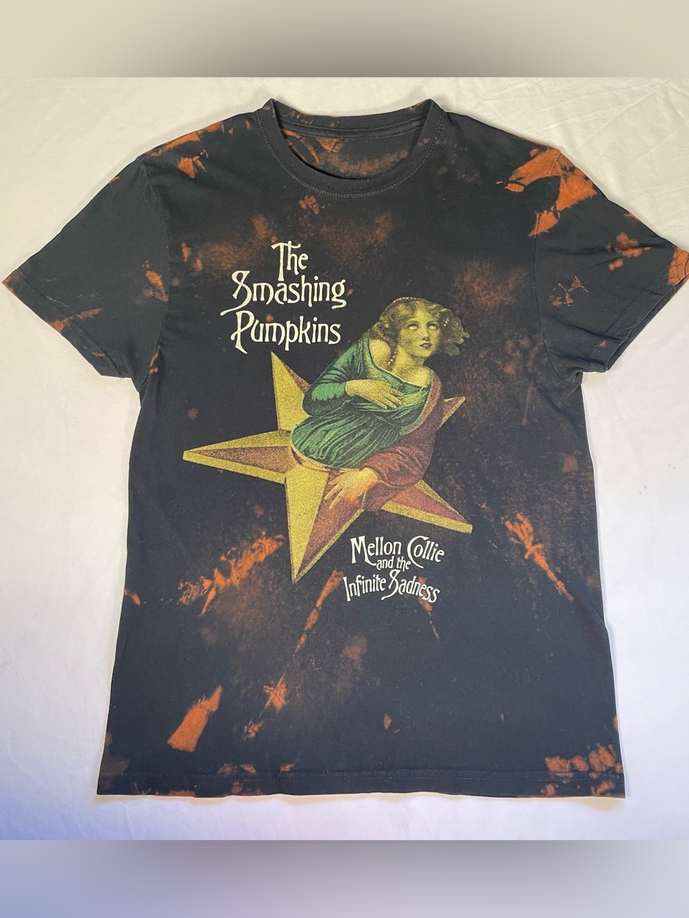 Upcycled Reverse Dye Smashing Pumpkins Graphic Tee Size Sm-Med 90s Retro
